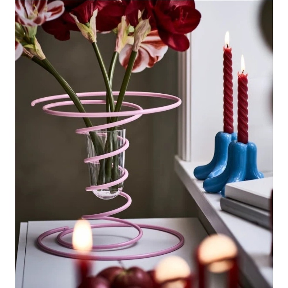 Gustaf Westman X Ikea Vinterfint Vase Pink Spiral 12 ¼"  Limited Edition NEW